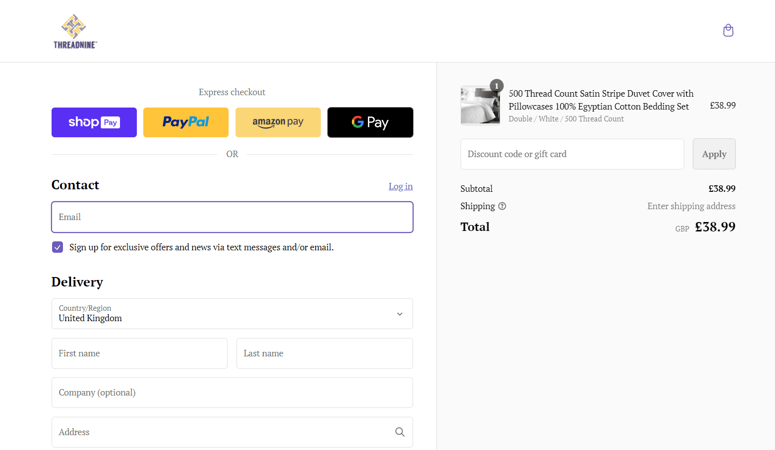 How to apply Threadnine coupon code